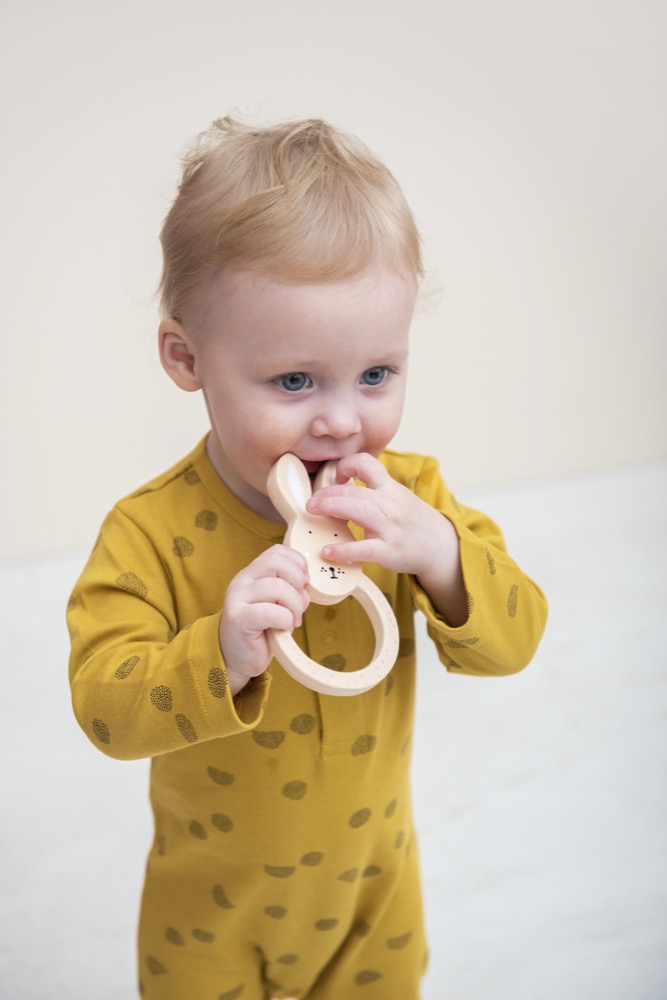 Natural rubber round teether - Mrs. Rabbit